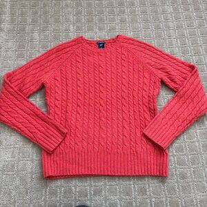 GAP VTG Lambswool Cable Knit Sweater Women's Medium Red Orange Pullover NWT READ